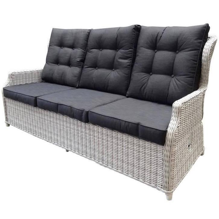 Ibiza XL 3-zitsbank verstelbaar wit grijs, Tuin en Terras, Tuinsets en Loungesets, Nieuw, Wicker, Ophalen of Verzenden
