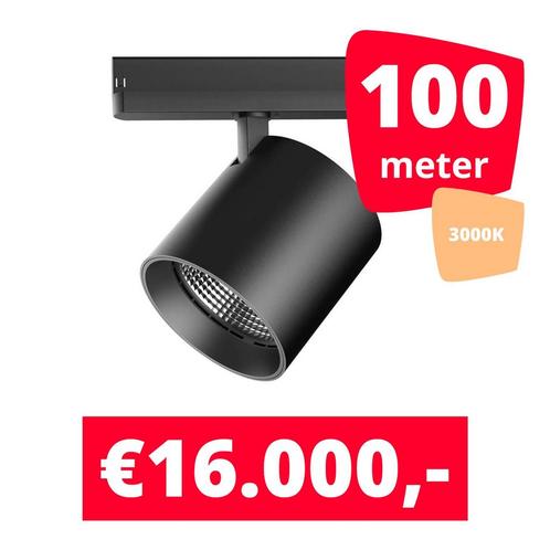 LED Railverlichting Diabolo Zwart 3000K 100 spots + 100M, Zakelijke goederen, Kantoor en Winkelinrichting | Winkel en Inventaris