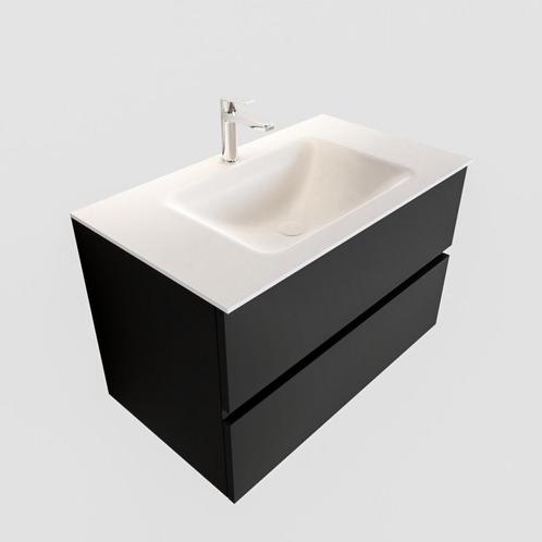 Badkamermeubel Solid Surface AQS Oslo 80x45 cm Mat Zwart, Doe-het-zelf en Verbouw, Sanitair, Ophalen of Verzenden