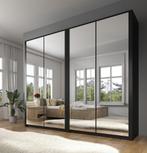 Kledingkast Malibu mat zwart 226 cm spiegel Garderobekast, Nieuw, Modern, 150 tot 200 cm, 50 tot 75 cm