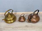 3 antieke ketels – 19e/20e eeuw - Theepot - Koper, Messing, Antiek en Kunst, Curiosa en Brocante