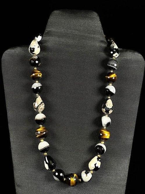 Tulpgordel Tigeroog Onyx 64 cm - Sieraden- 222 g, Verzamelen, Mineralen en Fossielen