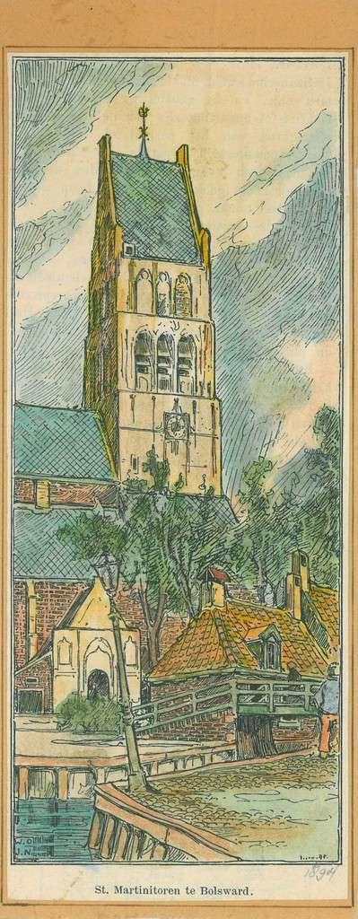 Zicht op Bolsward, Antiek en Kunst, Kunst | Etsen en Gravures
