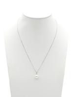 Ketting met hanger - 18 karaat Witgoud - 0.01ct. tw. Diamant, Sieraden, Tassen en Uiterlijk, Antieke sieraden
