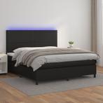 vidaXL Boxspring met matras en LED kunstleer zwart 180x200, Huis en Inrichting, Slaapkamer | Bedden, Overige materialen, Eenpersoons