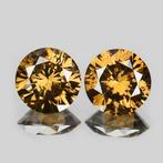 2 pcs Diamant (Natuurlijk gekleurd) - 0.94 ct - Rond - Fancy, Sieraden, Tassen en Uiterlijk, Edelstenen, Nieuw