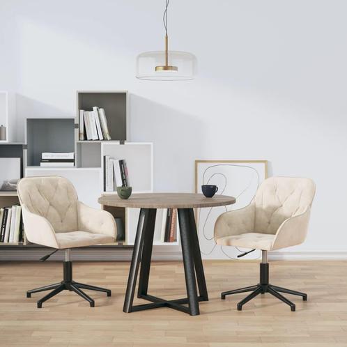 vidaXL Eetkamerstoelen draaibaar 2 st fluweel crèmekleurig, Huis en Inrichting, Stoelen, Nieuw, Verzenden