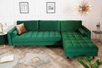 Elegante hoekbank COSY VELVET 260cm smaragdgroene fluwelen, Ophalen of Verzenden, Nieuw