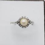 Verlovingsring - 19.2 kt. Witgoud - 0.12ct. tw. Parel -