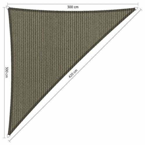 Premium schaduwdoek 3x3x4.2m driehoek waterdoorlatend De..., Tuin en Terras, Schaduwdoeken