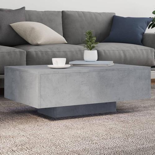 vidaXL Salontafel met LED-verlichting 85x55x31 cm betongrijs, Huis en Inrichting, Tafels | Salontafels, 50 tot 100 cm, Nieuw, Overige houtsoorten