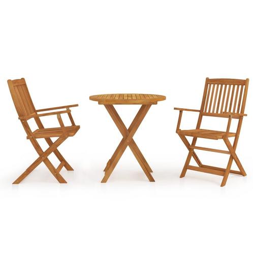 vidaXL 3-delige Tuinset inklapbaar massief acaciahout, Tuin en Terras, Tuinsets en Loungesets, Tuinset, Nieuw, Hardhout, Verzenden