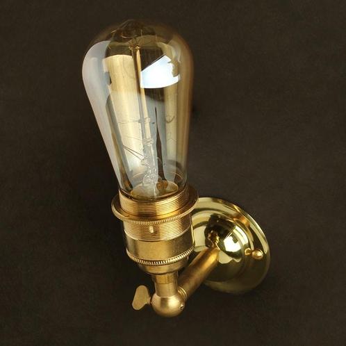 Wandlamp Kingston Messing E27, Huis en Inrichting, Lampen | Wandlampen