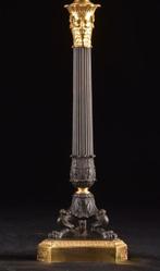 Elegant Paar Bronzen en Verguld Bronzen Kandelaars, 19e Eeuw