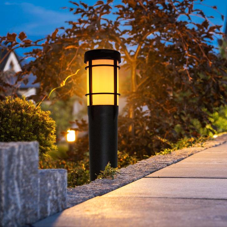 Set 4 stuks Fuego LED Solar Tuinfakkel Zwart Tuinverlichting, Tuin en Terras, Buitenverlichting, Minder dan 50 watt, Nieuw, Kunststof