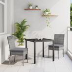 vidaXL 3 Delige Tuinset Grijs van Poly Rattan, Verzenden, Nieuw, Rotan, Tuinset
