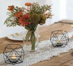 Zwarte Metalen Theelichthouder Set van 2 - Elegante, Verzenden, Nieuw, Zwart