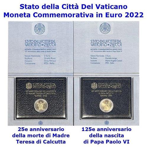 Vaticaan. 2 Euro 2022 Madre Teresa + Paolo VI (2, Postzegels en Munten, Munten | Europa | Euromunten