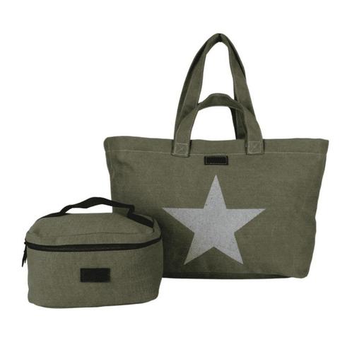 Reisset Strandtas + Toilettas Canvas Ster, Sieraden, Tassen en Uiterlijk, Tassen | Reistassen en Weekendtassen, Verzenden