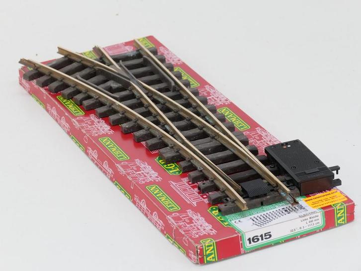 LGB 16150 Elektr.Weiche,links.R3,22.5Grad (Messing, Wissel), Hobby en Vrije tijd, Modeltreinen | Overige schalen, Rails, Gebruikt