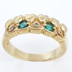 Ring - 18 karaat Geel goud - 0.16ct. tw. Smaragd - Diamant, Nieuw