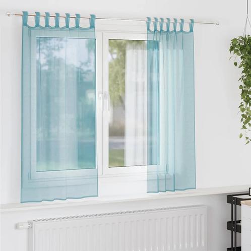 vidaXL Gordijnen voile met lussen 2 st 140x175 cm turkoois, Huis en Inrichting, Stoffering | Gordijnen en Lamellen, Nieuw, Verzenden