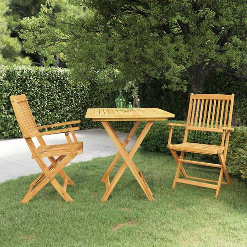 vidaXL 3-delige Tuinset inklapbaar massief acaciahout, Tuin en Terras, Tuinsets en Loungesets, Tuinset, Nieuw, Hardhout, Verzenden