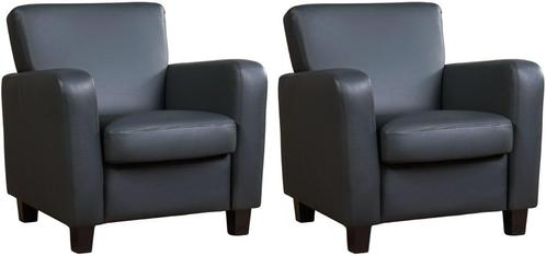 Donkerblauwe leren landelijke stoels - poot hout bruin - He, Huis en Inrichting, Fauteuils, 75 tot 100 cm, 75 tot 100 cm, Nieuw