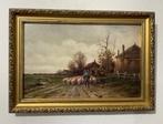 Hollandse school (XX) - Boer met schapen, Antiek en Kunst