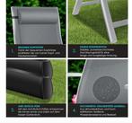 Tuinstoelen verstelbaar - Ligstoel - Set van 2 - Grijs - KES, Verzenden, Zo goed als nieuw