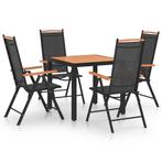 vidaXL 5-delige Tuinset aluminium zwart, Tuin en Terras, 4 zitplaatsen, Verzenden, Tuinset, Nieuw