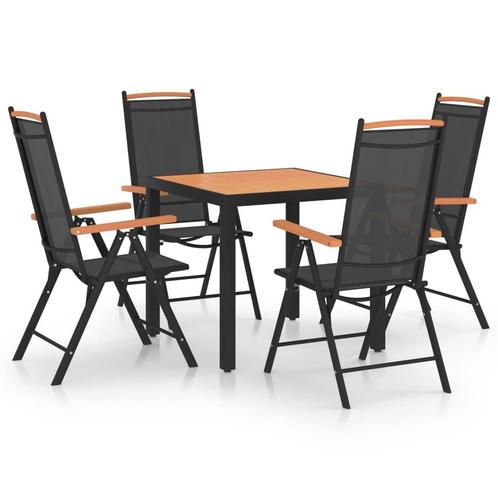 vidaXL 5-delige Tuinset aluminium zwart, Tuin en Terras, Tuinsets en Loungesets, Tuinset, Nieuw, 4 zitplaatsen, Aluminium, Verzenden