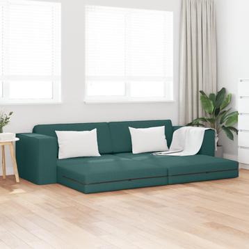 vidaXL Bedbank 2-in-1 Donkergroen 245x150x60,5 cm Stof beschikbaar voor biedingen