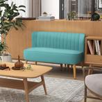 Bankje - Linnenlook - Houten poten - Groen, Huis en Inrichting, Banken | Bankstellen, Ophalen of Verzenden, Nieuw, Stof, Modern