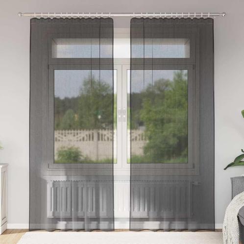 vidaXL Gordijnen voile met roedezakken 2 st zwart, Huis en Inrichting, Stoffering | Gordijnen en Lamellen, Zwart, Nieuw, Verzenden