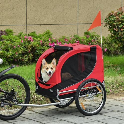 Fietskar - Hondenvervoer - Rood/Zwart, Dieren en Toebehoren, Honden-accessoires, Nieuw, Ophalen of Verzenden