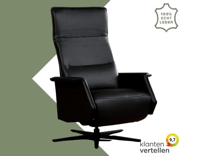 Leren relaxfauteuil Mojo - Massif Nero (zwart) - Large, Huis en Inrichting, Fauteuils, 50 tot 75 cm, 75 tot 100 cm, Nieuw, Leer