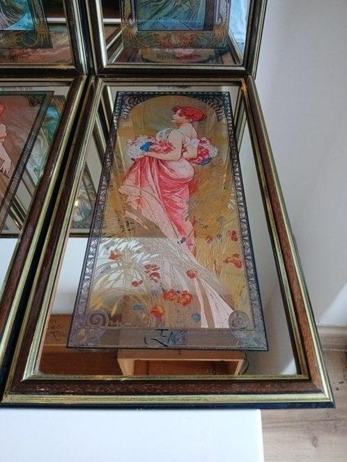 Spiegel (8) - Glas, Hout - Na Alphonse Mucha, Antiek en Kunst, Curiosa en Brocante