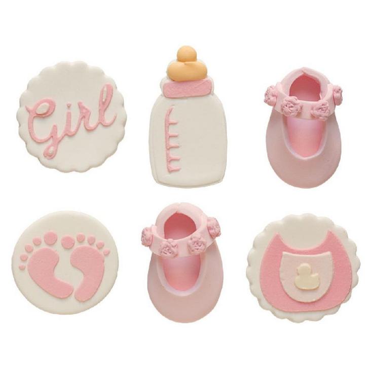 Suikerdecoratie Its a Girl 3D 6st., Hobby en Vrije tijd, Taarten en Cupcakes maken, Nieuw, Verzenden
