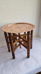 Bijzettafel - Hout, Koper - Antieke vouwtafel