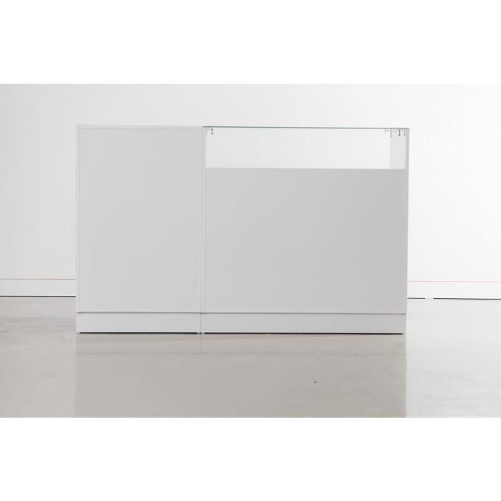 Toonbank opstelling met vitrineglas 160 cm breed en lade met, Zakelijke goederen, Kantoor en Winkelinrichting | Winkel en Inventaris