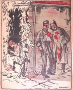 Spotprent Duitse vredesbesprekingen tijdens Eerste Wereld..., Antiek en Kunst, Kunst | Litho's en Zeefdrukken, Verzenden