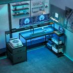 Gaming Tafel L-vormig Bureau Met LED &amp; Stopcontacten, Me, Verzenden, Nieuw