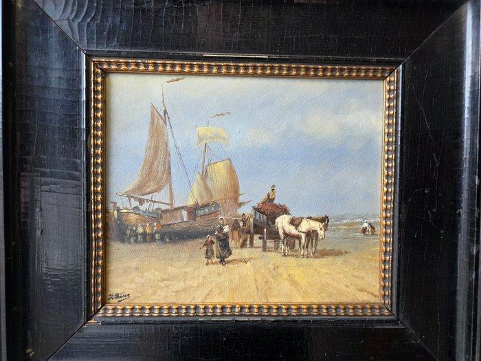 Kurt Peiser (1887-1962) - Aankomst van de vangst, Antiek en Kunst, Kunst | Schilderijen | Klassiek