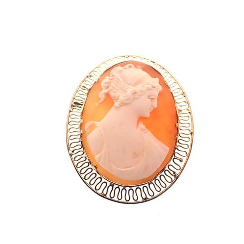 Gouden broche/hanger met camee | Antiek (vintage, schelp), Sieraden, Tassen en Uiterlijk, Bedels, Gebruikt, Overige merken, Goud