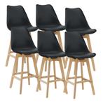 Barkruk set van 6 kunstleer en beuken 105x48x58 cm zwart, Huis en Inrichting, Stoelen, Verzenden, Nieuw