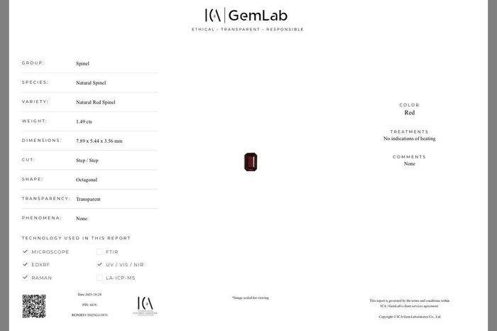 Zonder Minimumprijs - 1 pcs Rood Spinel - 1.49 ct -, Sieraden, Tassen en Uiterlijk, Edelstenen