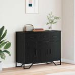 vidaXL Dressoir Zwart Eiken 97 x 32.5 x 74.5 cm Bewerkt hout, Verzenden, Nieuw, Overige houtsoorten, Minder dan 50 cm