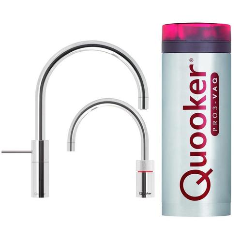 Quooker Nordic Round Twintaps met PRO3 VAQ-E Boiler Chroom, Doe-het-zelf en Verbouw, Sanitair, Kraan, Nieuw, Chroom, Ophalen of Verzenden