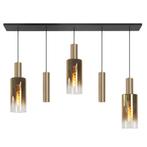 Moderne Hanglamp | Zwart | 2 x GU10 Gouden kokers, Nieuw, Ophalen of Verzenden, Modern, Metaal